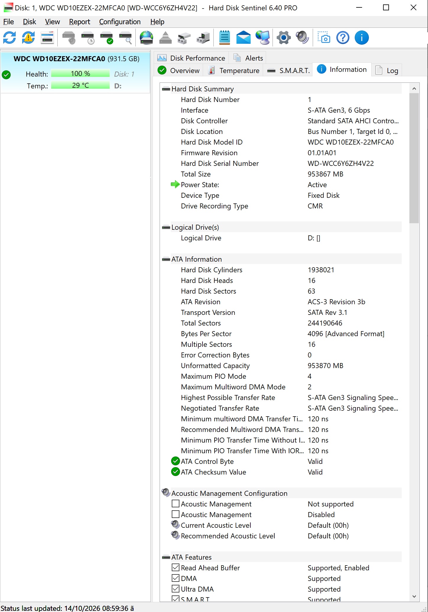 هارد ويسترن ديجيتال أزرق 1 تيرا 7200RPM للكمبيوتر موديل WD Blue 1TB استيراد إصدار 2016 - الصورة 7